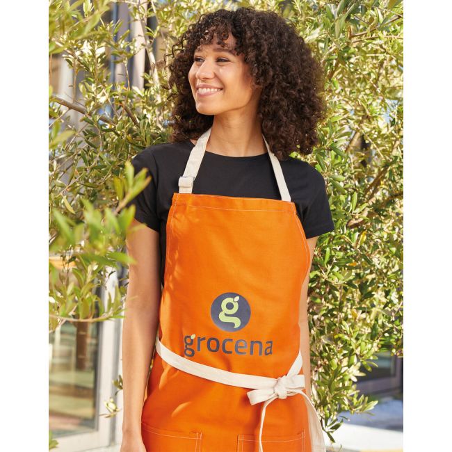 Santorini - contrasted bib apron with pocket enamel blue marimea one size