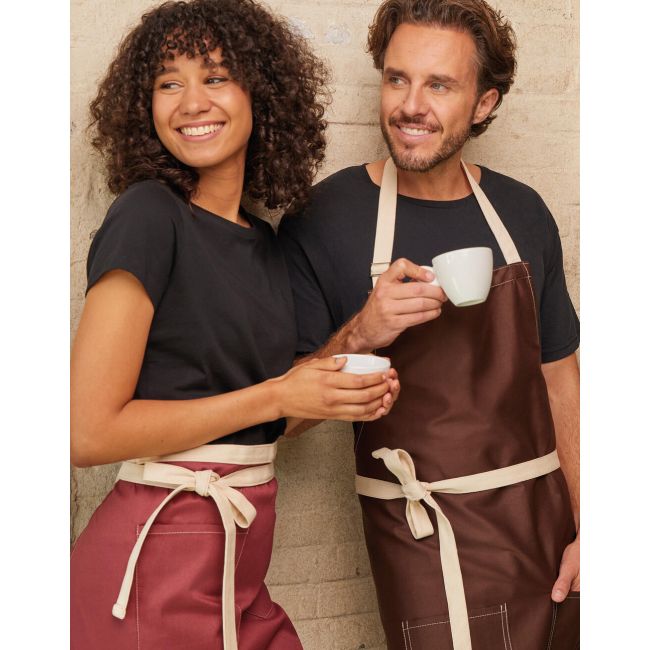 Santorini - contrasted bistro apron with pocket black marimea one size