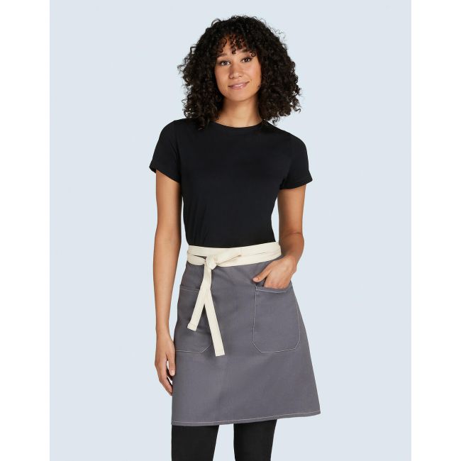 Santorini - contrasted bistro apron with pocket enamel blue marimea one size