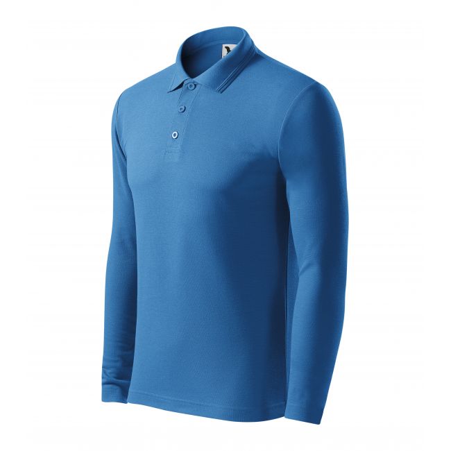 Pique Polo LS tricou polo pentru bărbaţi albastru azuriu