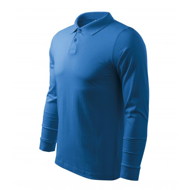 Single J. LS tricou polo pentru bărbaţi albastru azuriu