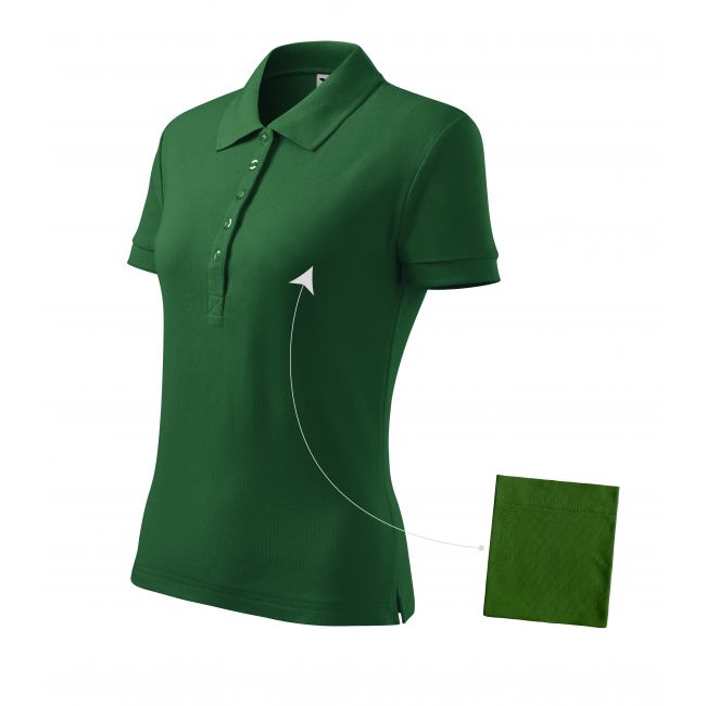 Cotton tricou polo pentru damă verde sticlă